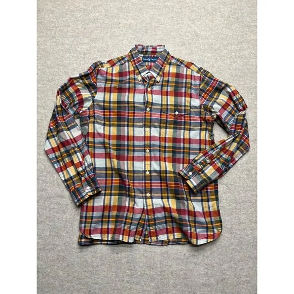 Ralph Lauren Plaid Long Sleeve Button Down Men's Shirt Large Classic Casual Bus - Picture 1 of 8